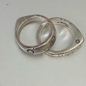 Lisa Jenks sterling silver ring pair sz 7 circular patterns great pre owned cond